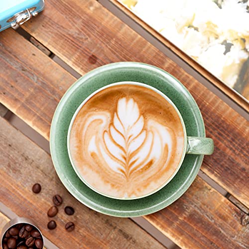 Coffeezone Vintage 12 oz Latte Art Cup & Saucer – Embossed Beige