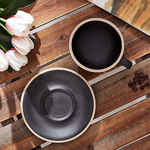 Coffeezone Vintage 12 oz Latte Art Cup & Saucer – Embossed Beige