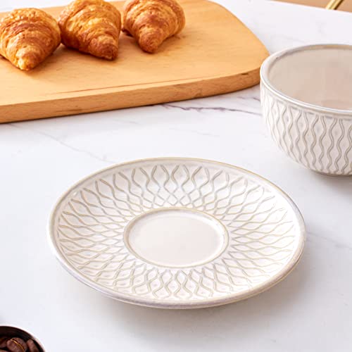 Coffeezone Vintage 12 oz Latte Art Cup & Saucer – Embossed Beige