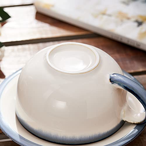Coffeezone Vintage 12 oz Latte Art Cup & Saucer – Embossed Beige