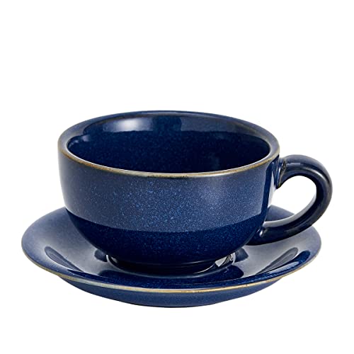 Coffeezone Vintage 12 oz Latte Art Cup & Saucer – Embossed Beige