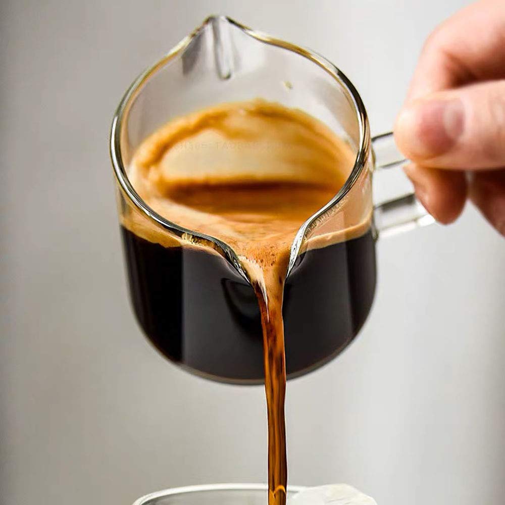 BCnmviku Double-Spout Espresso Shot Glass, 4 oz (2-Pack)