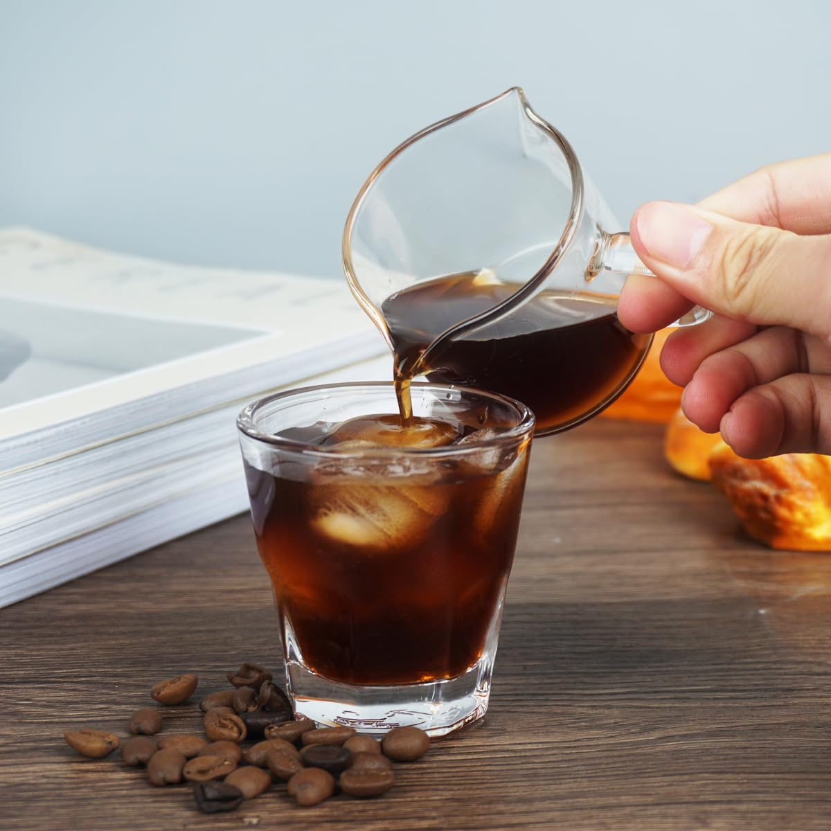 BCnmviku Double-Spout Espresso Shot Glass, 4 oz (2-Pack)