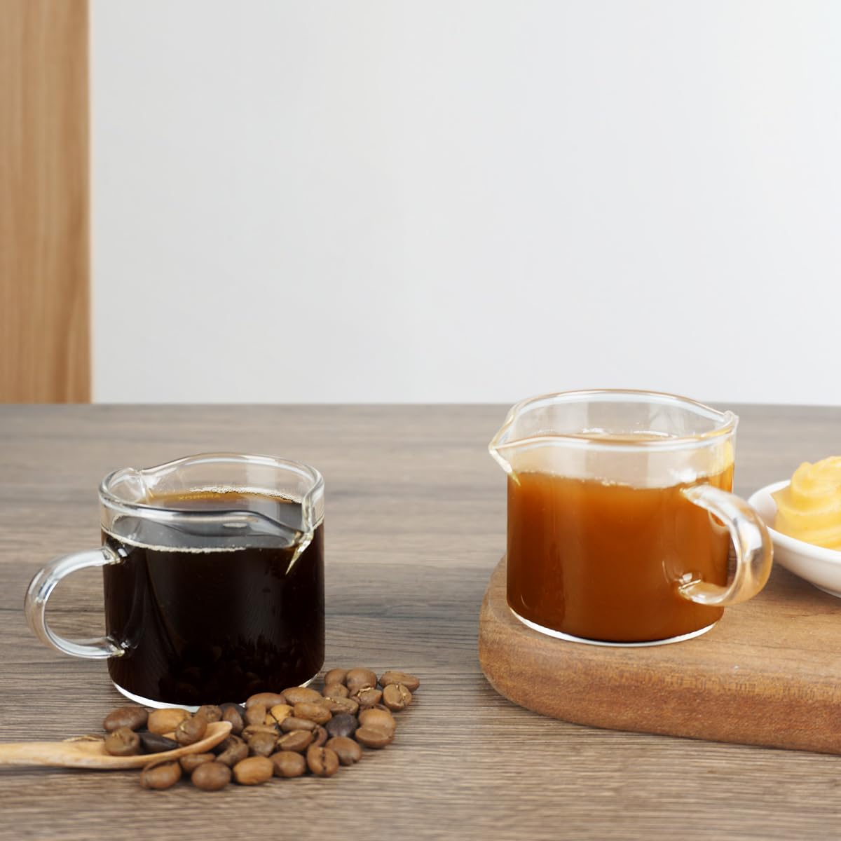 BCnmviku Double-Spout Espresso Shot Glass, 4 oz (2-Pack)