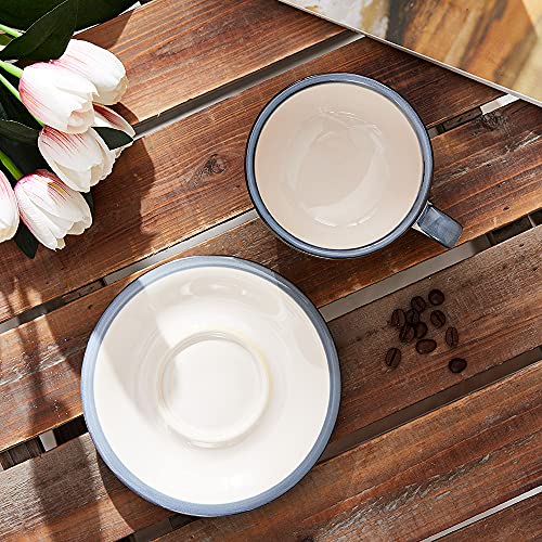 Coffeezone Vintage 12 oz Latte Art Cup & Saucer – Embossed Beige