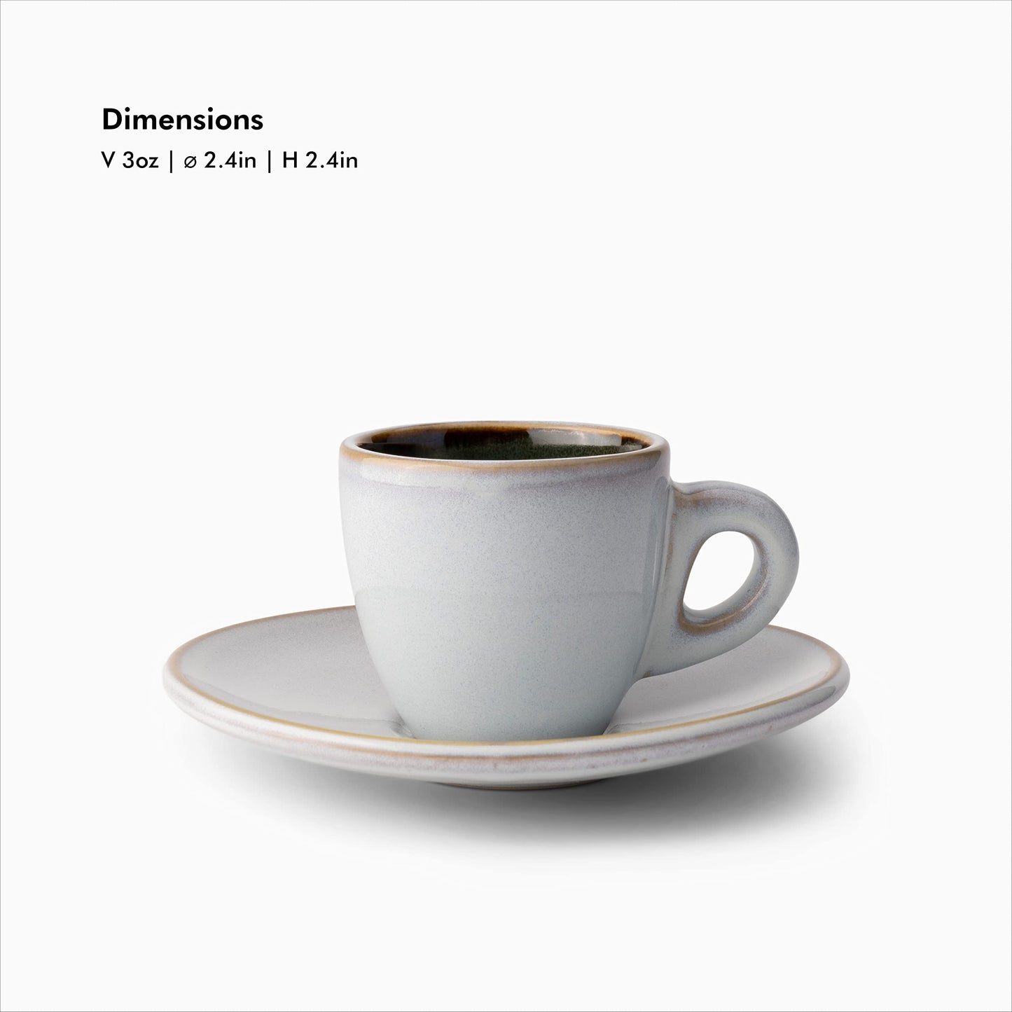 KIVY 3 oz Stoneware Espresso Cups & Saucers (Set of 4) – Blue