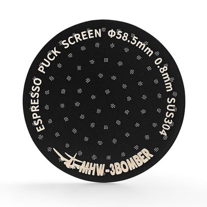 MHW-3BOMBER 58.5mm Espresso Puck Screen Metal Espresso Filter Reusable Coffee Filters for 58mm Portafilter Basket 0.8mm Thickness Titanium Coating Gold FG5587