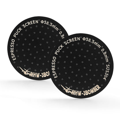 MHW-3BOMBER 58.5mm Espresso Puck Screen Metal Espresso Filter Reusable Coffee Filters for 58mm Portafilter Basket 0.8mm Thickness Titanium Coating Gold FG5587