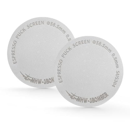MHW-3BOMBER 58.5mm Espresso Puck Screen Metal Espresso Filter Reusable Coffee Filters for 58mm Portafilter Basket 0.8mm Thickness Titanium Coating Gold FG5587