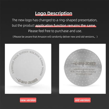 MHW-3BOMBER 58.5mm Espresso Puck Screen Metal Espresso Filter Reusable Coffee Filters for 58mm Portafilter Basket 0.8mm Thickness Titanium Coating Gold FG5587