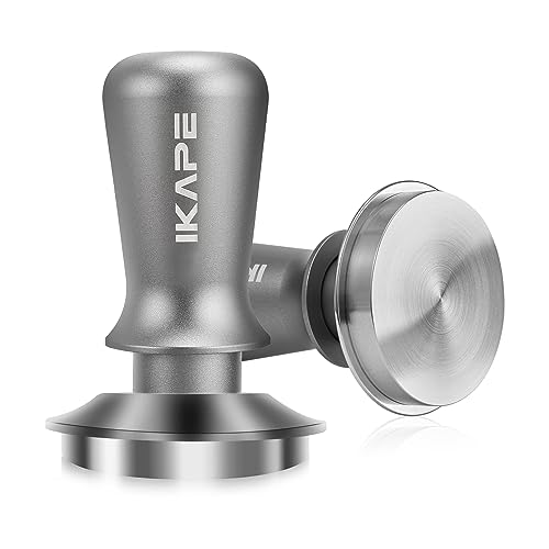 IKAPE 53.3mm Ace Transparent Espresso Coffee Tamper, Spring-loaded Calibrated Tamper with Premium Flat Stainless Steel Base, Coffee Tamper Compatible with 54 Breville Espresso Bottomless Portafilter