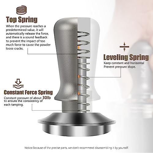 IKAPE 53.3mm Ace Transparent Espresso Coffee Tamper, Spring-loaded Calibrated Tamper with Premium Flat Stainless Steel Base, Coffee Tamper Compatible with 54 Breville Espresso Bottomless Portafilter