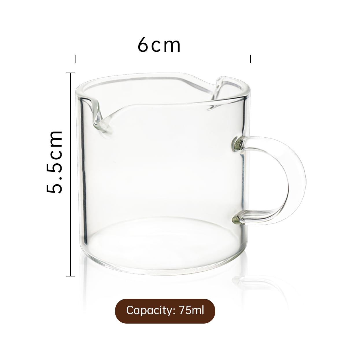 Espresso Shot Glasses Parts Double Spouts Milk Cup Clear Glass (Clear Glass-2Pack)