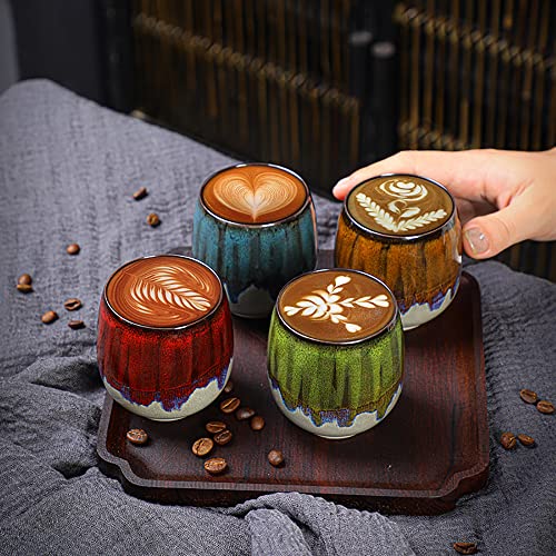 FLJZCZM Espresso Cups Ceramic Cup Espresso Coffee Cup Small Tea Cups Tasting Cups Ceramic Mate Cup (2 x 3Oz, Brown)