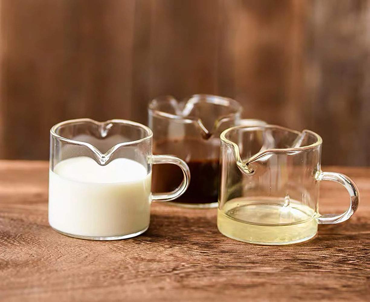 Espresso Shot Glasses Parts Double Spouts Milk Cup Clear Glass (Clear Glass-2Pack)