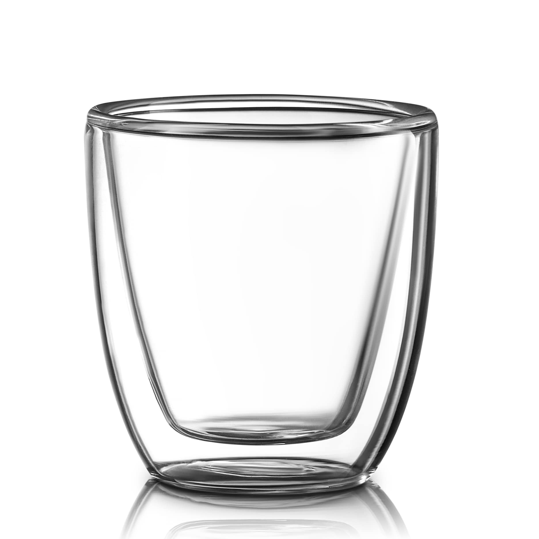 Glass Espresso Cups Set of 4 - Double Walled Espresso Cups 2.7 OZ - Wide Italian Style Clear Doppio Espresso Cup - Double Espresso Cups - Espresso Accessories Small Double Wall Expresso Coffee Cup