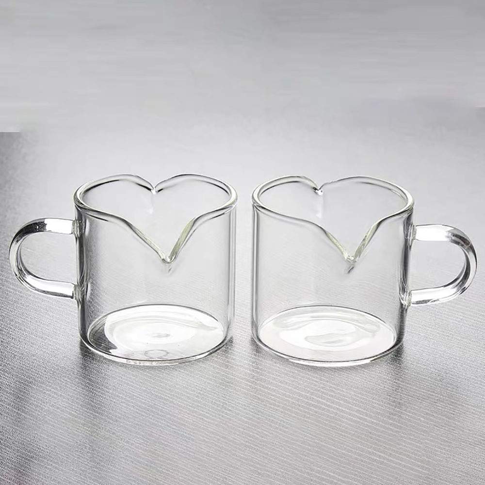 Espresso Shot Glasses Parts Double Spouts Milk Cup Clear Glass (Clear Glass-2Pack)