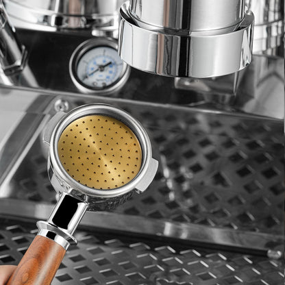 MHW-3BOMBER 58.5mm Espresso Puck Screen Metal Espresso Filter Reusable Coffee Filters for 58mm Portafilter Basket 0.8mm Thickness Titanium Coating Gold FG5587
