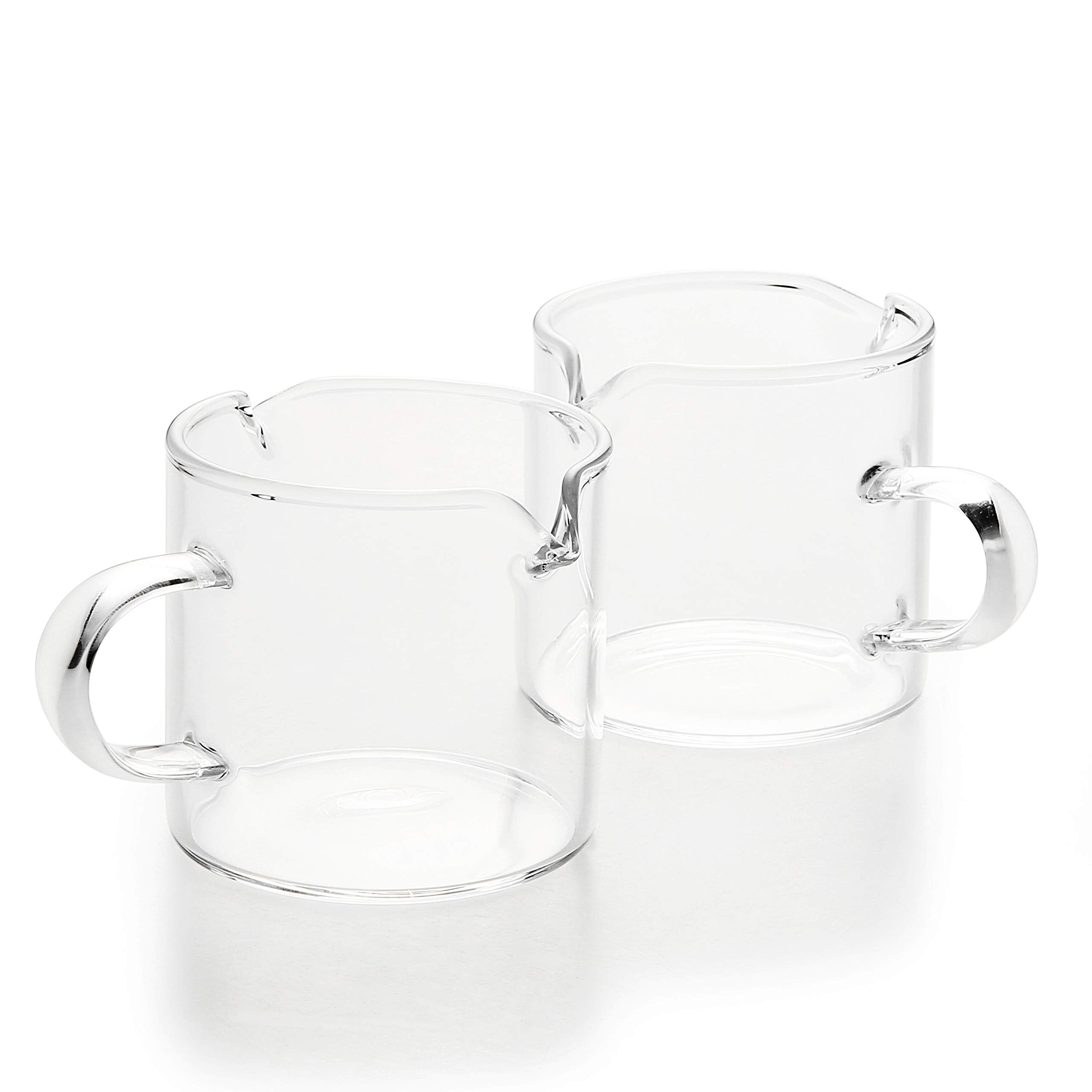 Espresso Shot Glasses Parts Double Spouts Milk Cup Clear Glass (Clear Glass-2Pack)