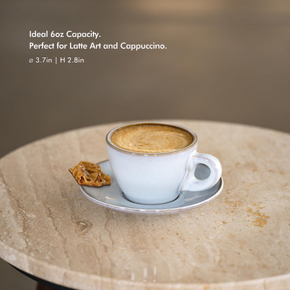 KIVY 3 oz Espresso cups set of 4 - Thick walled stoneware espresso cup set - Italian style espresso cups and saucers - Expresso shots cup - Espresso mugs - Espresso shot cups and saucers Blue