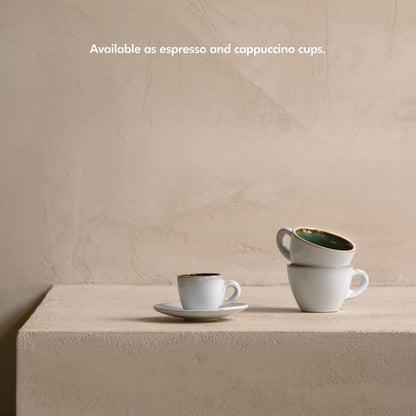 KIVY 3 oz Espresso cups set of 4 - Thick walled stoneware espresso cup set - Italian style espresso cups and saucers - Expresso shots cup - Espresso mugs - Espresso shot cups and saucers Blue
