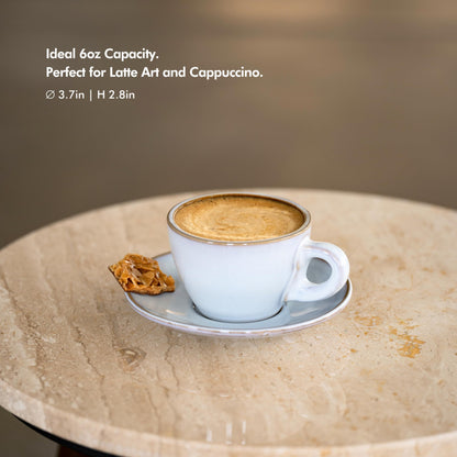KIVY 3 oz Espresso cups set of 4 - Thick walled stoneware espresso cup set - Italian style espresso cups and saucers - Expresso shots cup - Espresso mugs - Espresso shot cups and saucers Blue